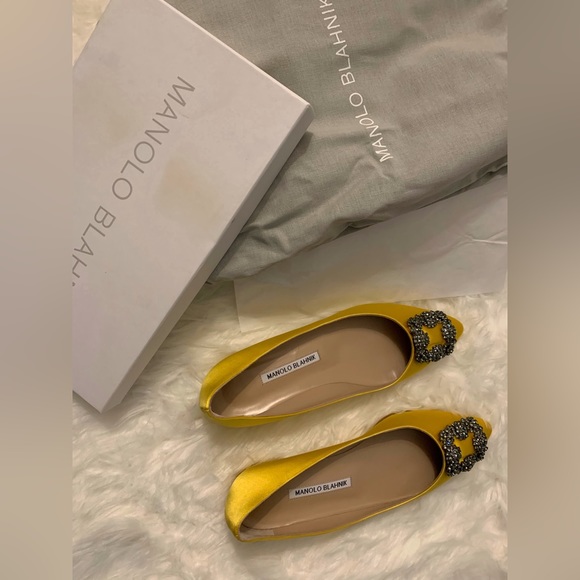 Manolo Blahnik Hangisi Flats, Yellow, EU 38.5 - Picture 4 of 5